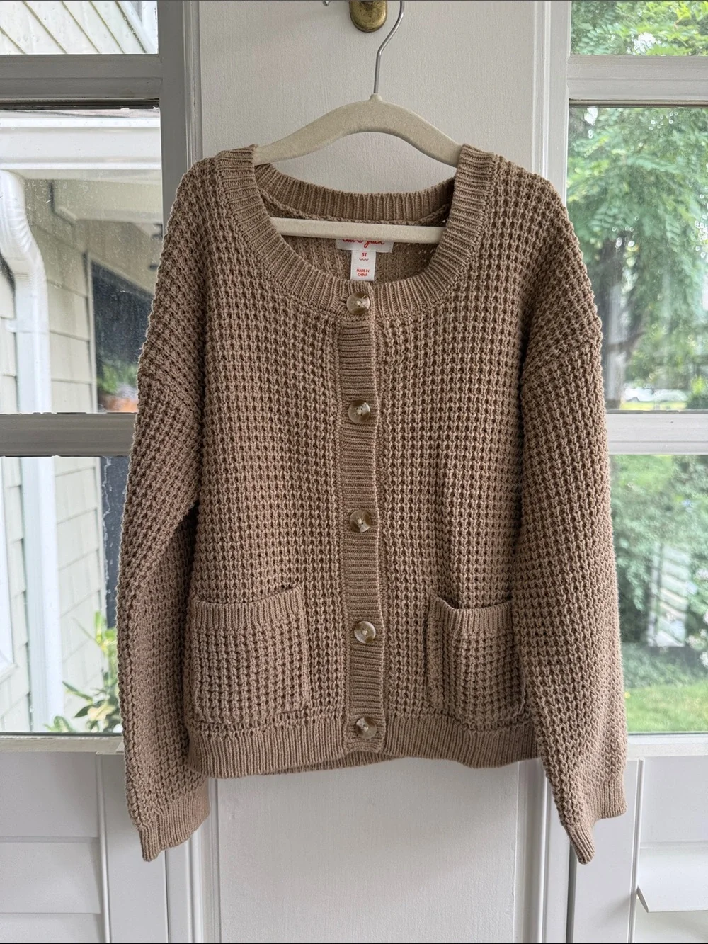 Cat & Jack Toddler 5T Chunky Knit Button-Front Cardigan - Beige